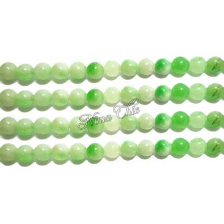 1 Filo di perle tonde in GIADA 6mm verde chiaro sfumate