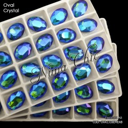 2pz OVALI in cristallo 13x18mm cabochon emerald ab