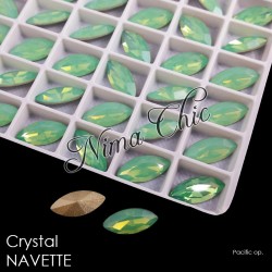 2pz NAVETTE in cristallo 7X15mm cabochon pacific opal