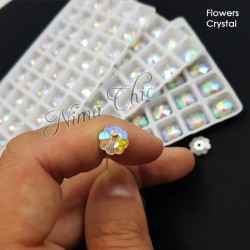 2pz FIORI in cristallo 10mm cabochon perla Crystal AB