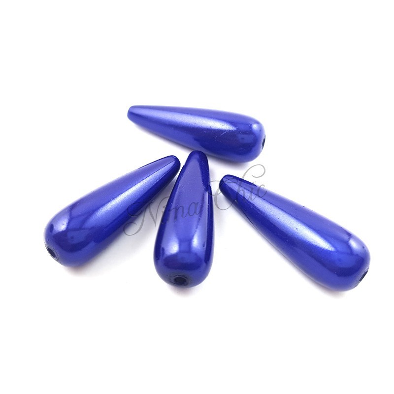 4pz GOCCE effetto perla in acrilico 10x30mm BLUE