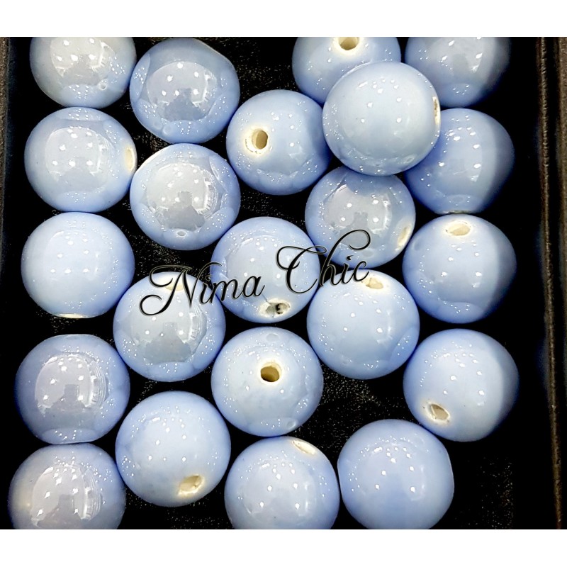 2 pz perle ceramica 16mm Azzurro Fiordaliso 
