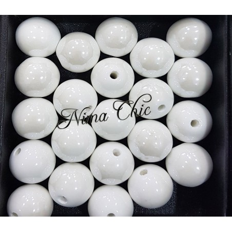 2 pz perle ceramica 16mm Bianco