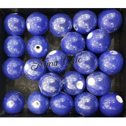 2 pz perle ceramica 16mm Blu Cobalto 