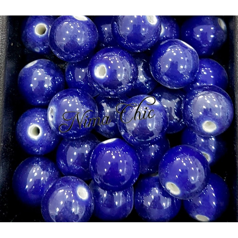 2 pz perle ceramica 12mm Blu Cobalto 
