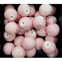 2 pz perle ceramica 12mm Rosa 