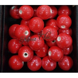 2 pz perle ceramica 12mm Rosso 