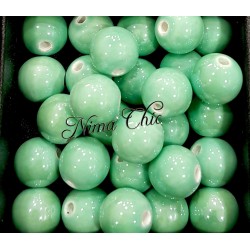 2 pz perle ceramica 12mm Verde Chiaro 