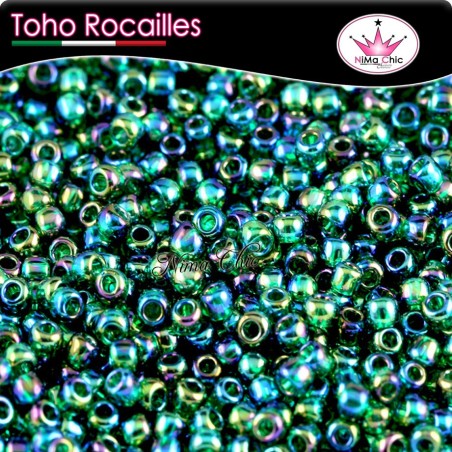 10 gr TOHO ROCAILLES 8/0 Transparent rainbow green emerald
