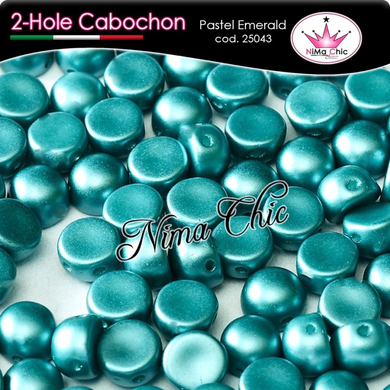 2-hole cabochon pastel emerald