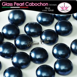 4 pz CABOCHON PEARL GLASS 14mm Blue