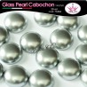 4 pz CABOCHON PEARL GLASS 14mm Silver