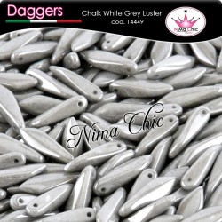 20pz DAGGERS BEADS CZECH 5x16mm Chalk white grey luster