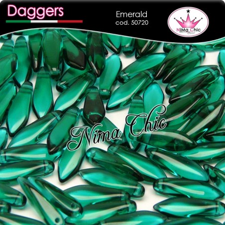 20pz DAGGERS BEADS CZECH 5x16mm Emerald