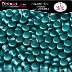 30pz DIABOLO SHAPE BEADS 4x6mm Alabaster pastel emerald