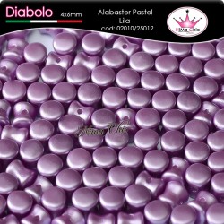 30pz DIABOLO SHAPE BEADS 4x6mm Alabaster pastel lila