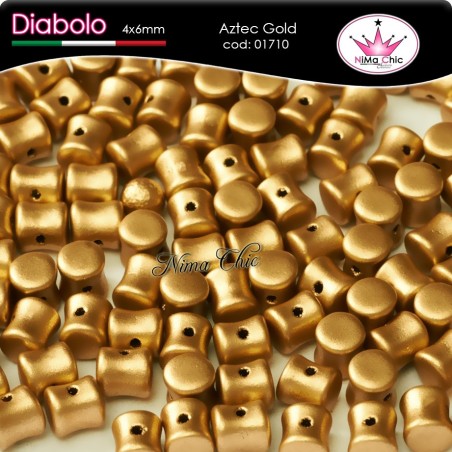 30pz DIABOLO SHAPE BEADS 4x6mm Aztec gold