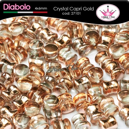 30pz DIABOLO SHAPE BEADS 4x6mm Crystal capri gold