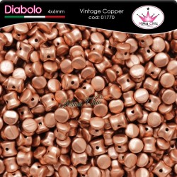 30pz DIABOLO SHAPE BEADS 4x6mm Vintage copper