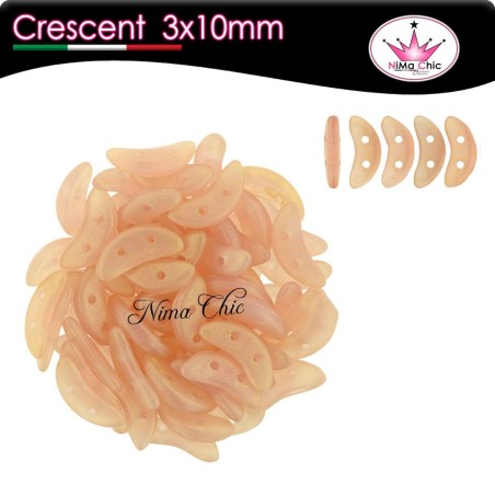 5gr CRESCENT BEADS perline conteria Sueded gold milky pink