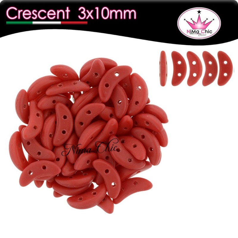 5gr CRESCENT BEADS perline conteria Matte opaque red