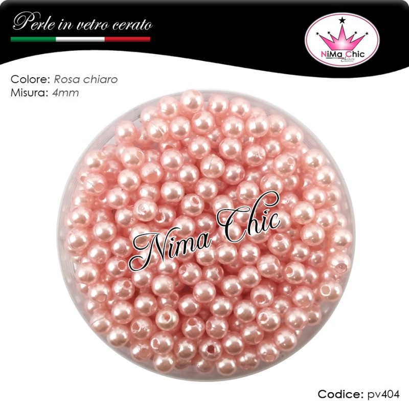 200 pz perle in vetro cerato pvc Rosa chiaro 4mm
