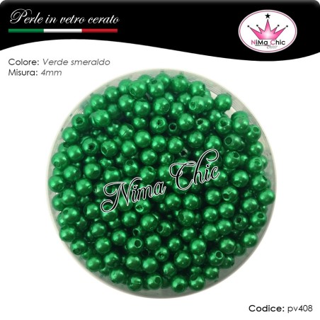200 pz perle in vetro cerato pvc Verde smeraldo 4mm