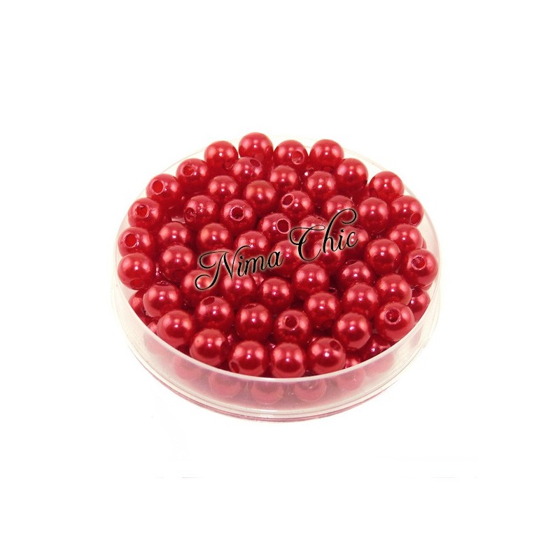 100 pz perle in vetro cerato pvc Rosso P. 6mm