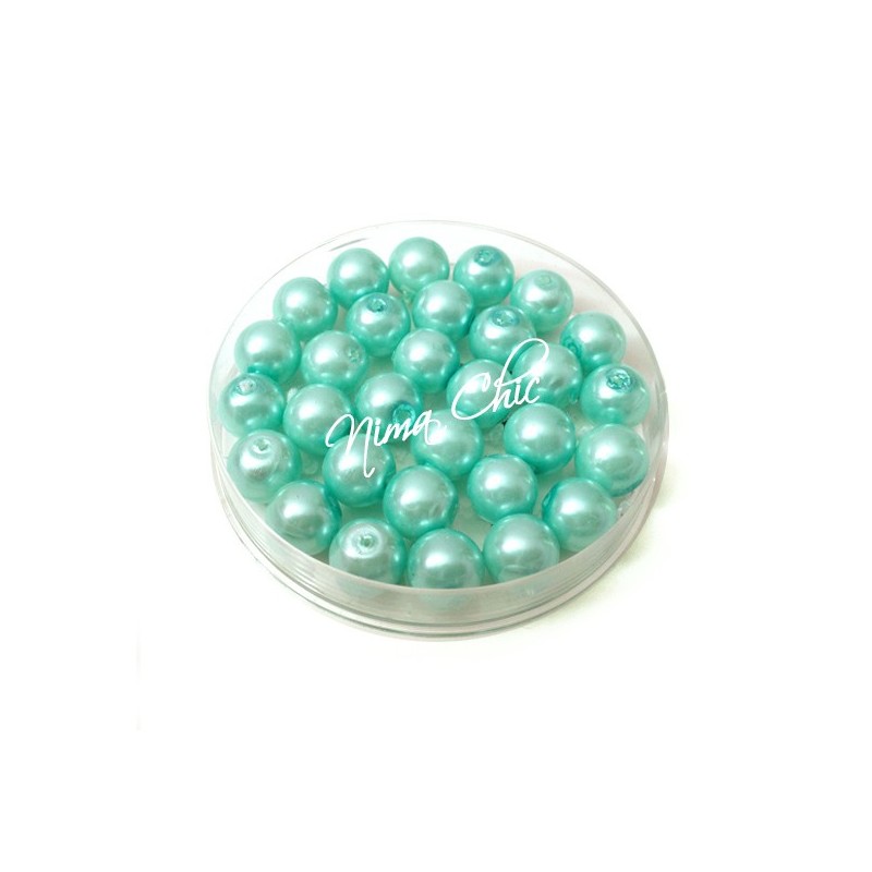 80 pz perle in vetro cerato pvc Verde Tiffany 8mm