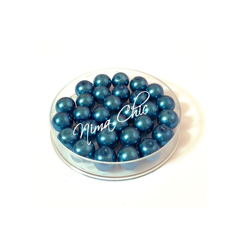 80 pz perle in vetro cerato pvc Blu 8mm