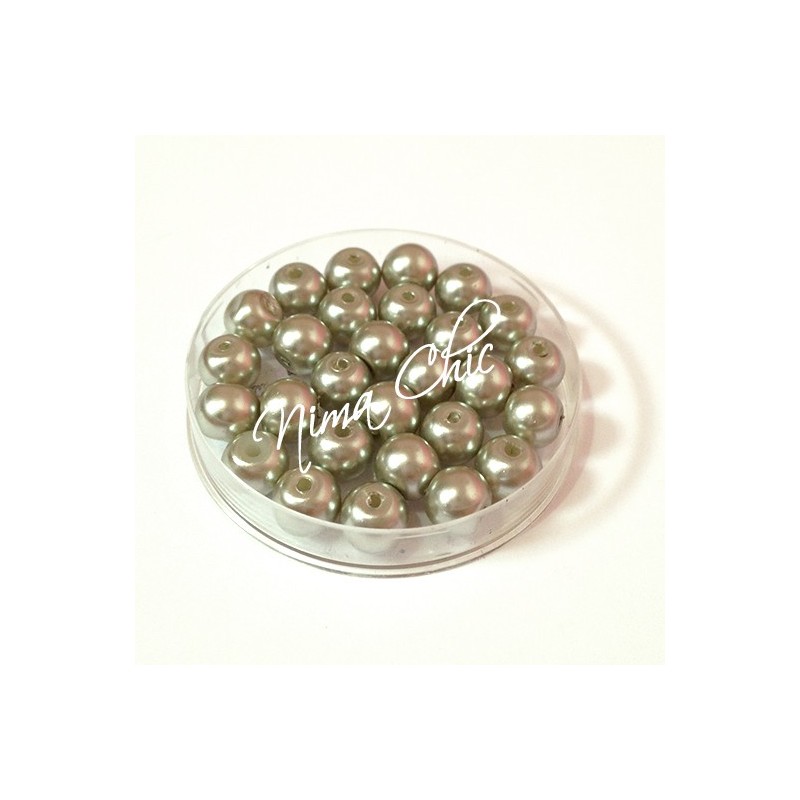 80 pz perle in vetro cerato pvc Argento 8mm