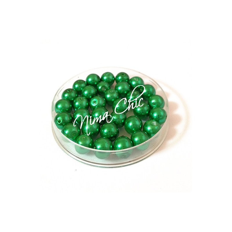 80 pz perle in vetro cerato pvc Verde bottiglia 8mm