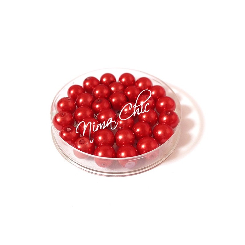 80 pz perle in vetro cerato pvc Rosso 8mm