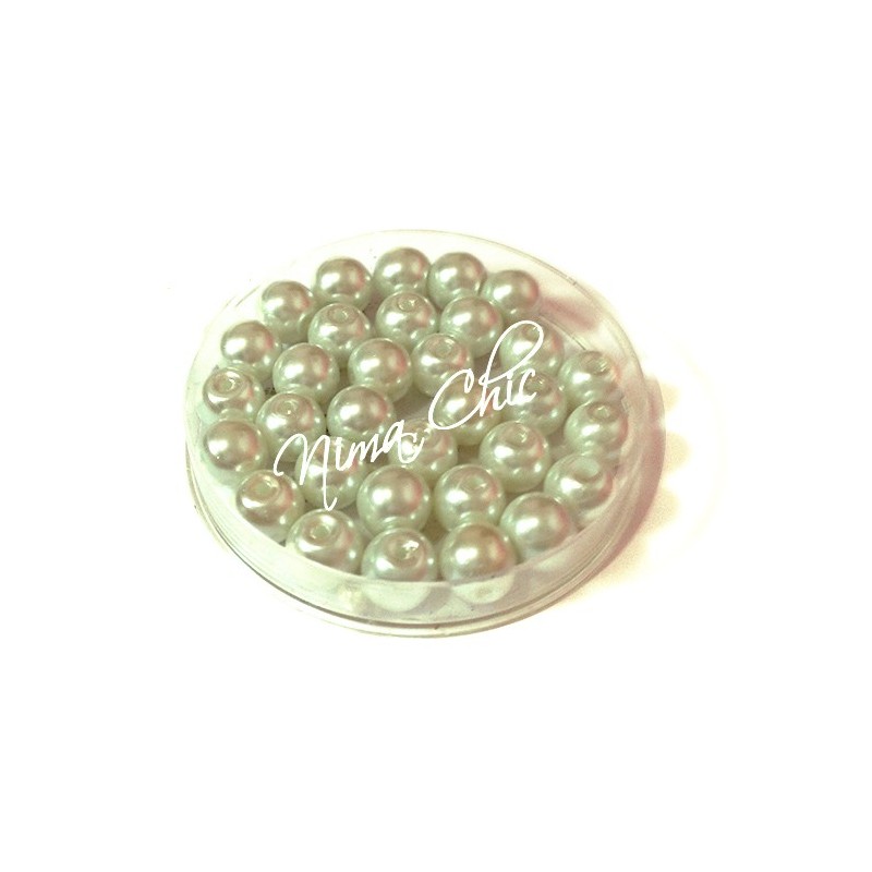 80 pz perle in vetro cerato pvc Bianco 8mm