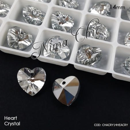 2 pz CIONDOLI PENDENTI IN CRISTALLO Heart crystal 14mm