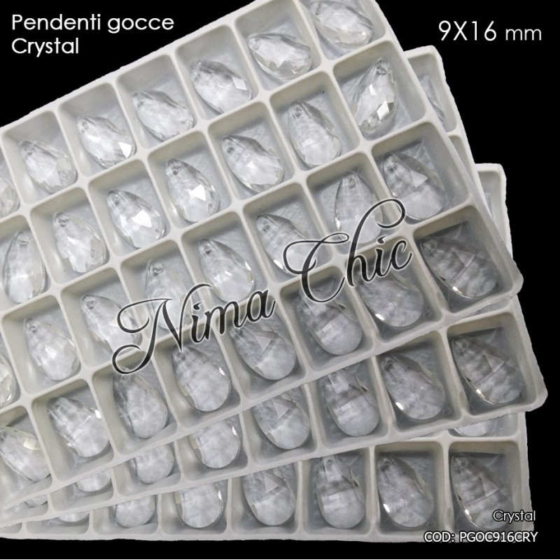 2 pz PENDENTI GOCCE CRISTALLO Crystal 9x16mm