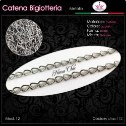 Catena per Bigiotteria in metallo ARGENTO 3X5mm