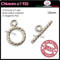 CHIUSURA T ARGENTO 925 Anallergico 10mm