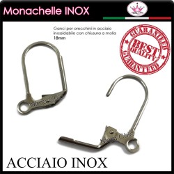 10pz MONACHELLE per orecchini ACCIAIO INOX 18mm nikel free